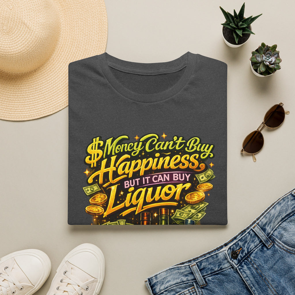 T-Shirt — “Money Can’t Buy Happiness But It Can Buy Liquor” Graphic Tee